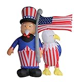 6 Ft Independence Day/Flag Day Patriotic Inflatable Uncle Sam with Eagle & American Flag Decorations Home Yard Outdoor Indoor 4th of July Decoration