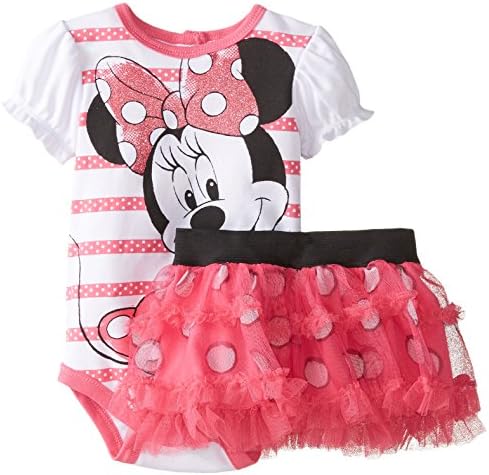 Disney Baby Girls  Disney Minnie Mouse Soft Bodysuit and Skirt Set, Pink, 9 Months