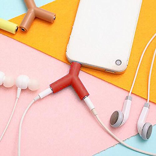 Livoty Audio Splitter Y Jack Male to 2 Female M/F 3.5mm Stereo Earphone (Red)