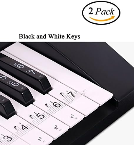 UClever Piano Keyboard Stickers White and Black Keys Sticker for 54/61/88 Keyboards,2 Packs