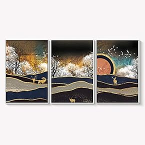 Framed Canvas Wall Art for Living Room, Bedroom Abstract Landscape Dream Place Canvas Prints for Home Decoration Ready to Hanging - 16"x24"x3 Panels