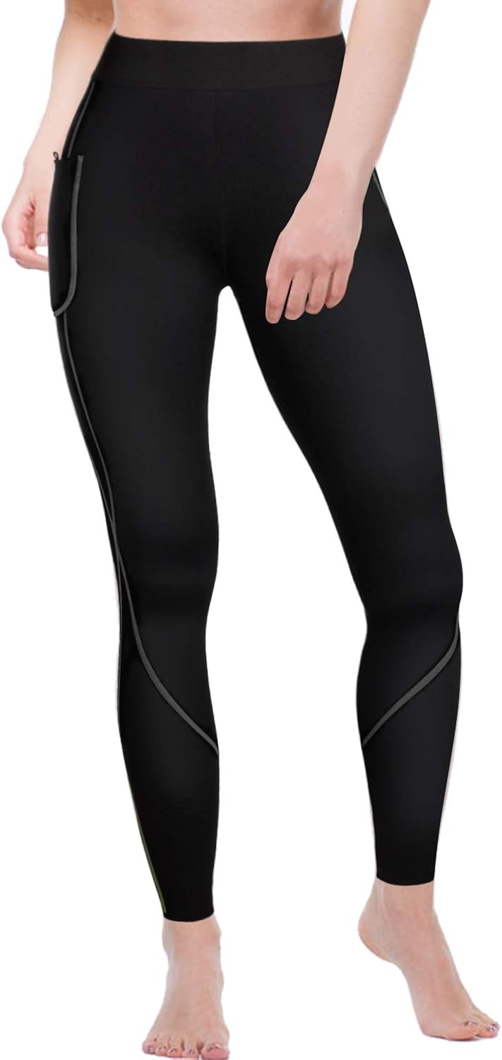 Women Weight Loss Hot Neoprene Sauna Sweat Pants with Side Pocket Workout Thighs Slimming Capris Leggings Body Shaper: Clothing