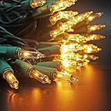 Zitrades Christmas Lights 100 Count Clear Bulbs Mini String Lights Set for Seasonal Decorative Christmas Holiday Wedding Parties Halloween with Warm White Indoor Outdoor Lighting Green Wire