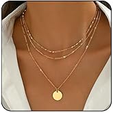 cotwdi Chunky Gold Necklace Stack for Women Layered Necklaces for Women Silver Chunky Necklace Paperclip Chain with Coin Heart Pendant Necklaces Chunky Gold Jewelry Set