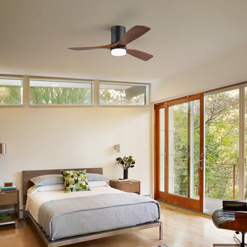 Sofucor Wood Ceiling Fan with Light 132 cm, 6 Speeds, Control, Timer, DC Motor, LED Silent Ceiling Fan with Lamp for Bedroom Living Room