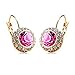 MAFMO Women Fashion Jewelry 18K Gold Plated Crystal Round Shaped Necklace Bracelet Earrings Set (Pink)