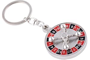 Lurrose Rotatable Metal Roulette Wheel Key Chain Pendant Creative DIY Bag Hanging Ornament Festival Gift for