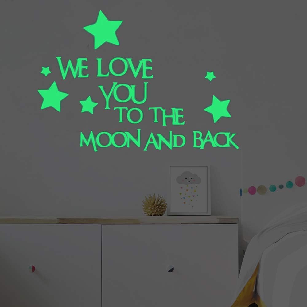 Golden Apple Baby Nursery Wall Decal Words Sticker at Night We Love You to The Moon and Back Wall Sticker