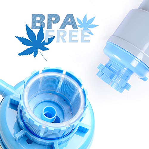 Water Bottles Pump Blue Gray Thickened Manual Hand Pressure Drinking Fountain Pressure Pump Water Press Pump with an Extra Short Tube and a Sanitary Cap Fits Most 2-6 Gallon Water Coolers - Thumbnail 3
