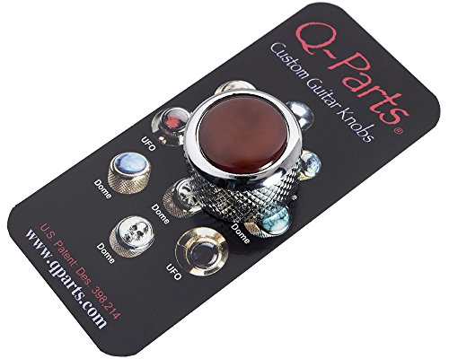 Q-Parts Dome Guitar Knob, Chrome with Acrylic Brown Pearl Inlay