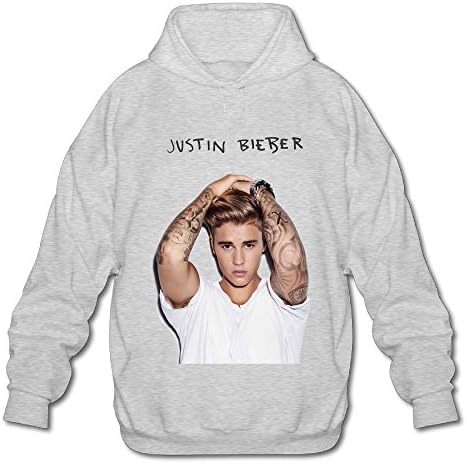 Men's Justin Bieber 2016 Popular Pullover Hoodie Sweatshirts Ash