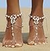 Bienvenu Women's 2 Piece Imitation Pearl Slave Anklet Wedding Barefoot Sandals Foot Jewelry, Silver