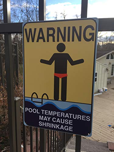 Toothsome Studios Pool Shrinkage 12"x8" Tin Funny Pool Sign Shower Sign Home Novelty Decor - Thumbnail 3