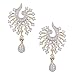 Swasti Peacock Shaped Zircon CZ Fashion Jewelry Set Pendant Earrings with Chain 3.5 INCHES