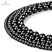 BEADNOVA Black Onyx Beads Natural Crystal Beads Stone Gemstone Round Loose Energy Healing with Crystal Stretch Cord for Jewelry Making (8mm, 45-48pcs)
