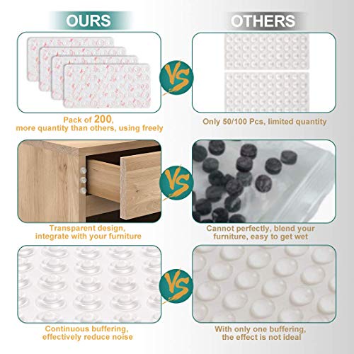 Door Bumpers Pack of 200 Self Adhesive Bumpers Pads, Sound