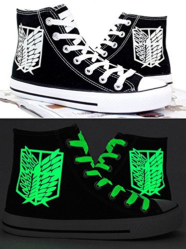 Attack on Titan Shingeki No Kyojin Wings of Liberty Cosplay Shoes Canvas Shoes Sneakers Luminous Black