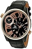 Joshua & Sons Men's JS72BKR Rose Gold Dual Time Zone Quartz Watch With Black Dial and Black Leather Strap