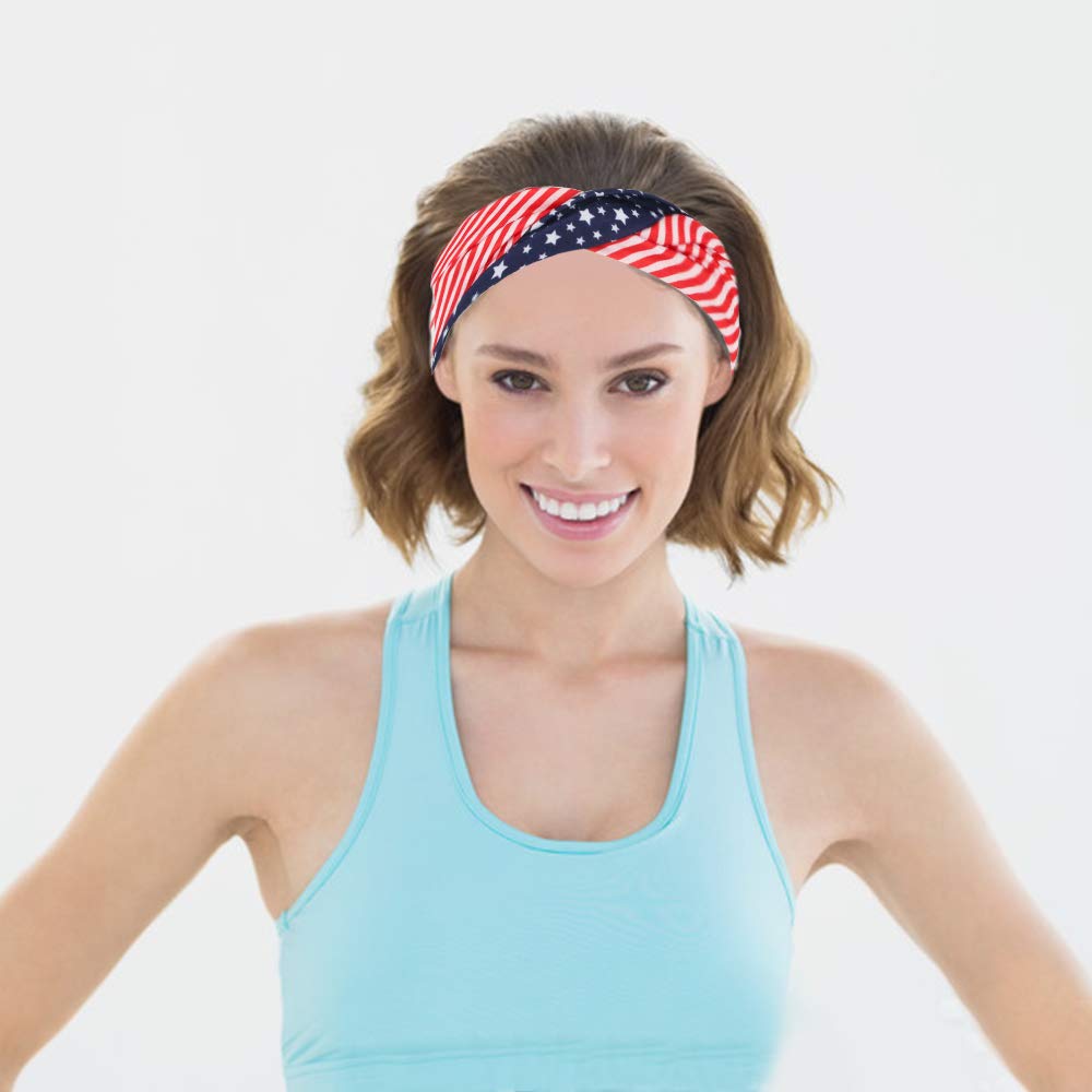 American Flag Headband Sports Headbands Wicking Fabric Keep Headband Securely in Place for Exercise, Running, Crossfit, Yoga