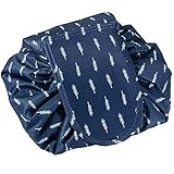 MMR Casual Waterproof Women Toiletry Bags Folding Large Capacity Lazy Cosmetic Bags Blue Feather