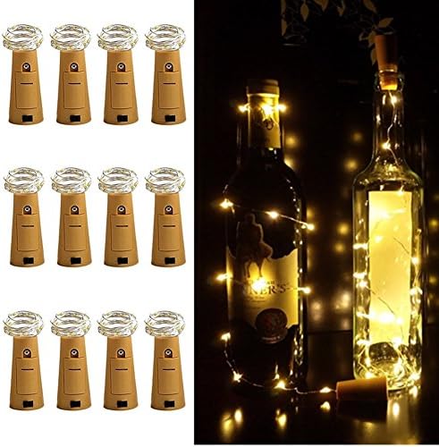 12 Pack Bottle Lights, DIGSELL 37.4in/95cm 20 Leds Bottle Cork Lights Silver Wire Fairy String Lights For Bottle DIY(Warm White)