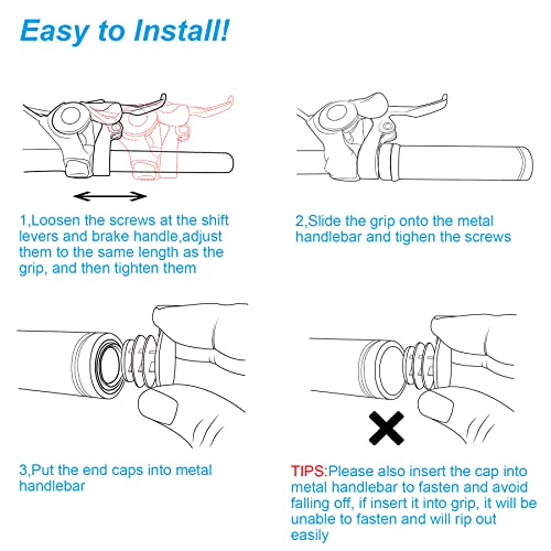 RUIMING Mountain Bike Grips with Non-Slip Grip , Double Lock-On Ring for MTB and BMX Bicycle Handle Bar