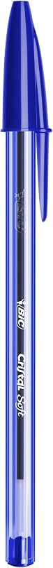 Cristal Soft Bolígrafos Bolitas Punta Media (1,2 mm) con tinta Easy Glide - Azul, Caja de cartón de 10