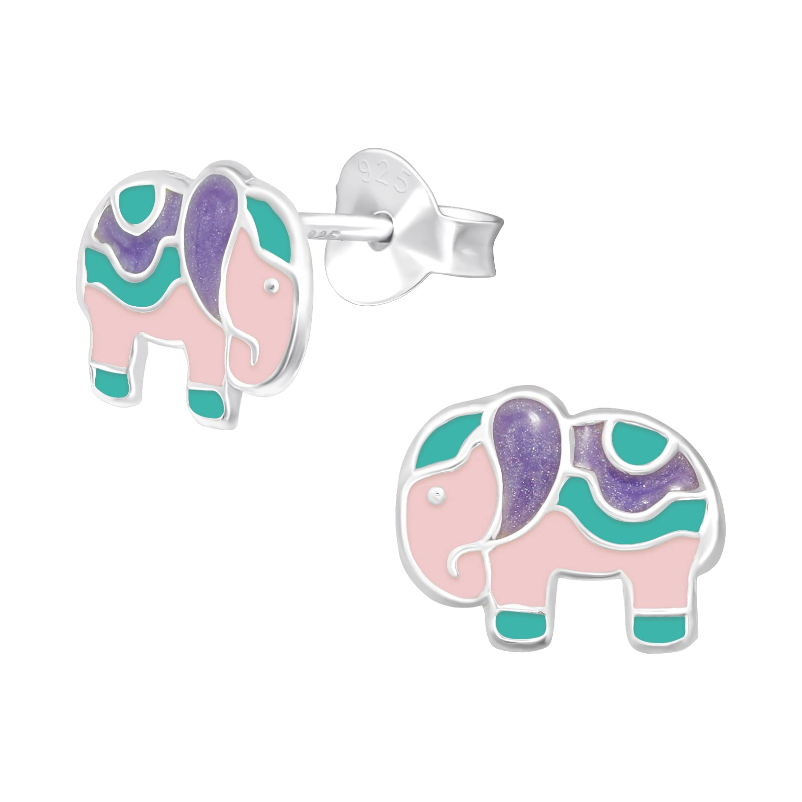 925 Sterling Silver Lightweight Hollow-Back Women Girls 925 Sterling Silver Shimmer Elephant Stud Earrings for Women & Girls – Everyday Jewellery Gift Boxed