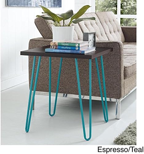 Mp Wood Furniture Mid Century Modern End Table | Fun Colors and Hairpin Metal Legs Make a Statement in Your Home