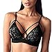 Buitifo Women Lace Bra Sexy Bralette Strappy Crop Top Soft Bustier Lingerie （Black,M）