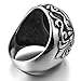 INBLUE Men's Stainless Steel Ring CZ Silver Tone Black Red Cross Knight Fleur De Lis Oval Size13