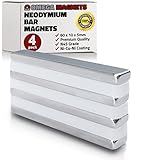 Strong Neodymium Bar Magnets (4 Pack) - Powerful, Rectangular Rare Earth Magnets - N45 Industrial Strength NdFeB Block Magnet Set for Misti, DIY, Crafts - 60 x 10 x 5mm