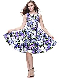 Buenos Niños Vestido de fiesta de estilo rockabilly, retro, con estampado de los años 50, para mujer