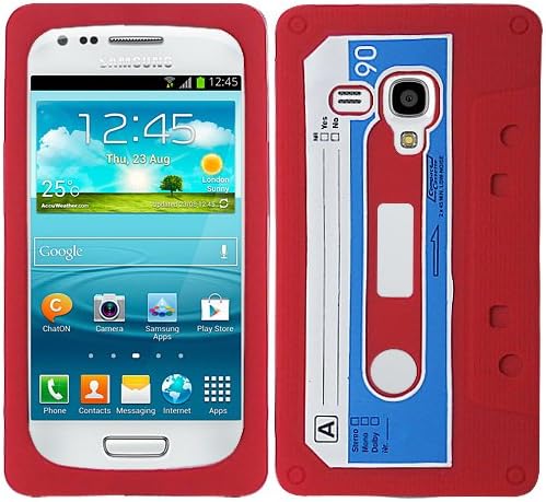 Red Cassette Tape Silicon Soft Rubber Skin Case Cover For Samsung Galaxy i8190 S 3 S3 III Mini with Free Pouch