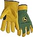 John Deere JD00008-XL Men's Top Grain Deerskin Leather Driver Gloves, Abrasion Resistant, Tan, Water Resistant, Green, X-Large