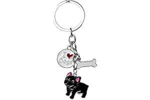 Harikaji Dog Keychain Ring, Cool Cute Pet Dog Keyring Bag Charm Mini Metal Key Ring Keyfob