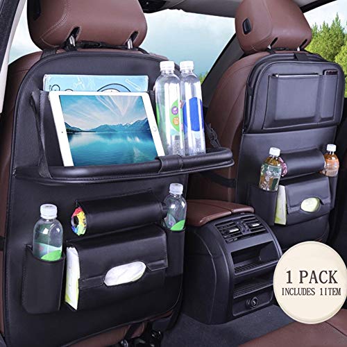 PU Leather Premium Car BackSeat Organizer Travel Accessories, BackSeat Car Organizer Seat Protector/Kick mats Back seat Protector and Cup Hold 1 Pack PU Leather Premium Car BackSeat Organizer Travel Accessories, BackSeat Car Organizer Seat Protector/Kick mats Back seat Protector and Cup Hold 1 Pack
