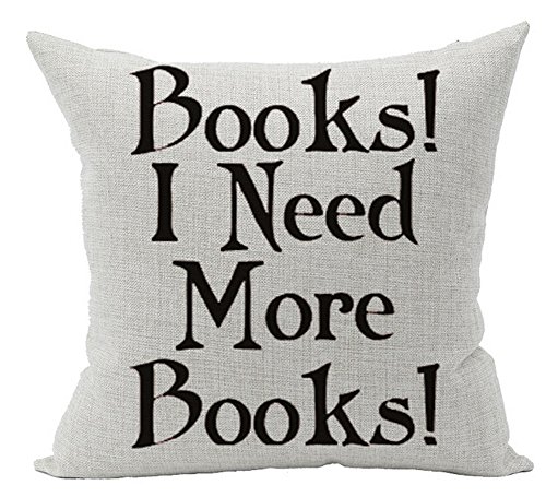 Cotton Linen Square Decorative Throw Pillow Case Cushion Cover Book Lover Reading Book Club Books I Need More Books 18