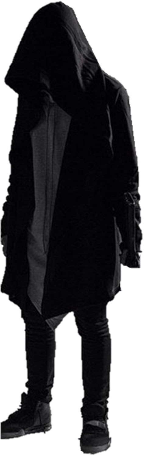 Amazon メンズ アウター パーカー フード付き 中世ヨーロッパ風 ウィザードローブ ロング丈 ニット ハーフコート コート カジュアル エレガント アサシンスタイル 防寒 秋冬 K 3xl4xl ストレッチカフ 薄手 トレーナー パーカー 通販
