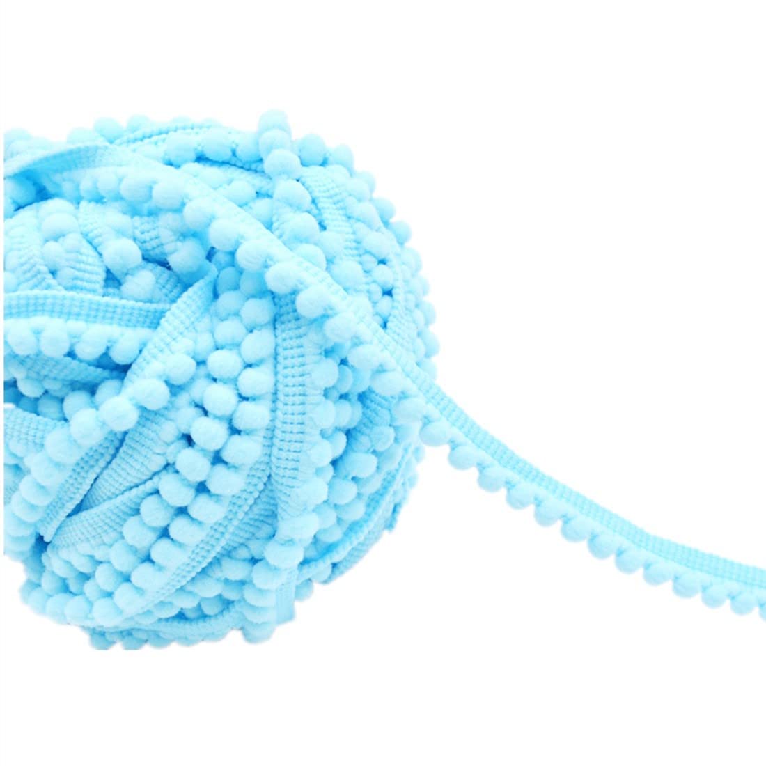 xingmo 18 Yards Mini Pom Pom Ribbon Trim, Sewing Pom Poms Lace (Sky Blue)