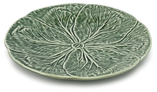 Green Cabbage Leaf Majolica Pottery Dinner Plate
