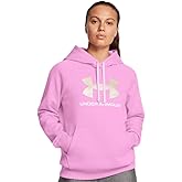 Under Armour Women's Rival Fleece Glitter Logo Hoodie (US, Alpha, Small, Regular, Regular, Stellar Pink/White)