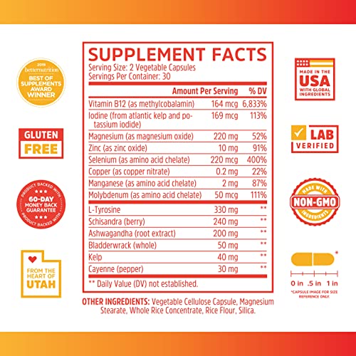 Zhou Thyroid Support Complex with Iodine Supplement, Increase Energy