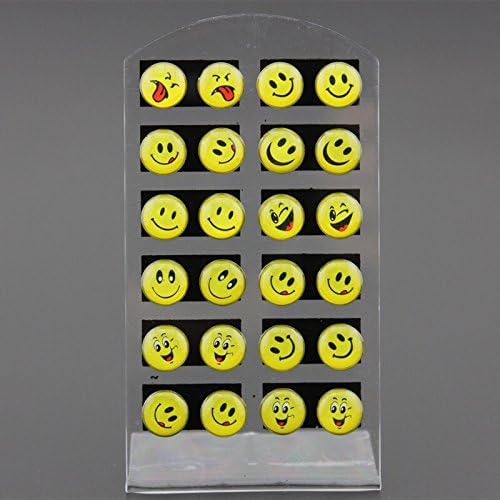 2 Set of 24 Pairs Round Yellow Happy Face Emoji Earrings cute Funny Smiley Stud Earrings Christmas Gift