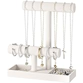 Ausalivan Bracelet and Necklace Holder,Velvet Jewelry Necklace Display Organizer Stand,bracelet Holder for Selling,Bracelet and Necklace Storage Tree (Style 2（Beige）)