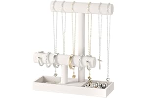 Ausalivan Bracelet and Necklace Holder,Velvet Jewelry Necklace Display Organizer Stand,bracelet Holder for Selling,Bracelet and Necklace Storage Tree (Style 2（Beige）)