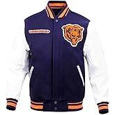 VearFit Chicago State Navy and White Bears Varsity Jacket - Men Fan Bomber Jacket