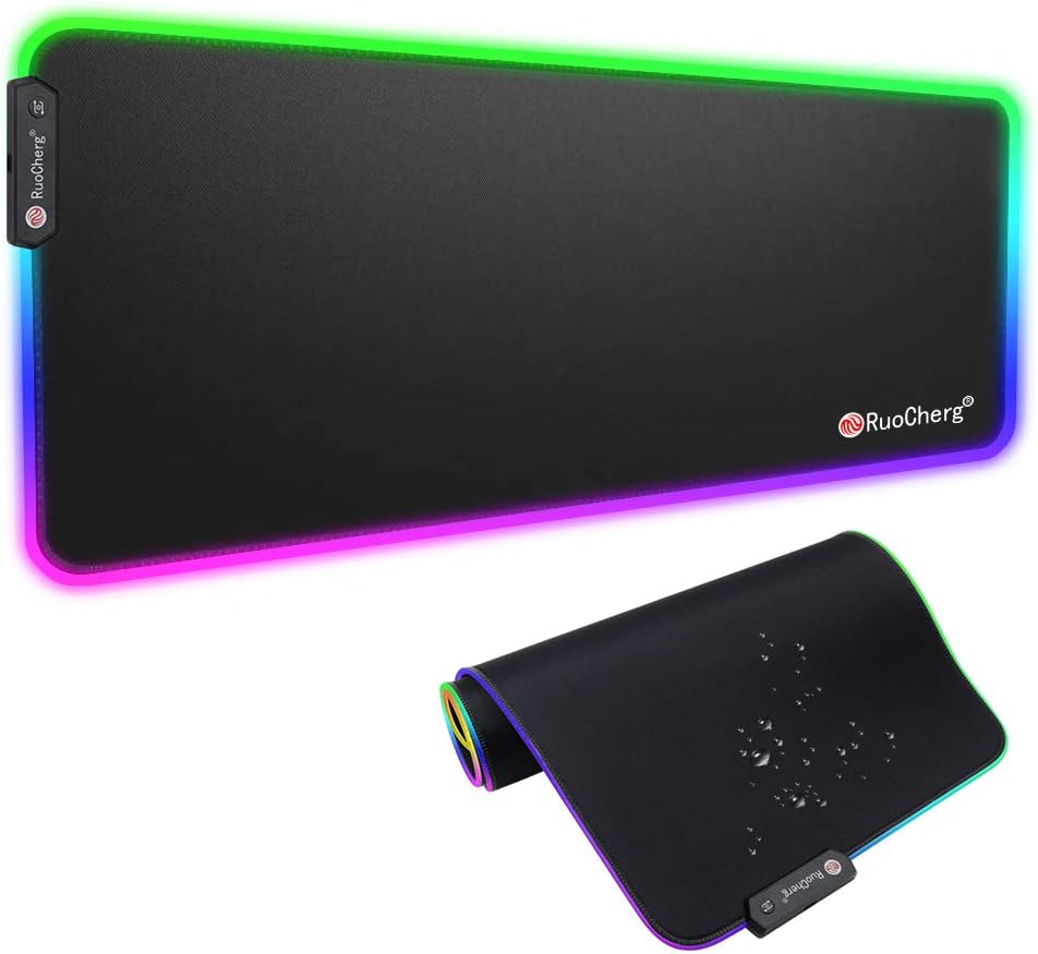 Gaming Mouse Pad, Large Mouse Pad, 12 Kinds of Lighting Effects, Waterproof and Smooth Surface, Non Slip Rubber Base, Suitable for Gamers, Computers, Offices, Homes (800×300×4mm )