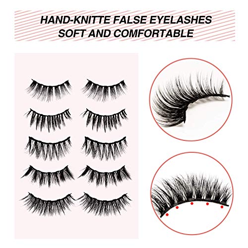 MUSCCCM Magnetic Eyeliner and 5 Pairs of Waterproof Magnetic Eyelashes Comes with Applicator Easy and Long Lashes are Best Choice for Novice,Suitable for Wearing to Attend Ceremony Feast Party