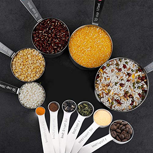 Measuring Cups and Spoons Set,RUCKAE 11 Piece Stainless Steel Measuring Cups and Spoons with Multiple Size, Space Saving, Great for Dry and Liquid Ingredients - Thumbnail 4